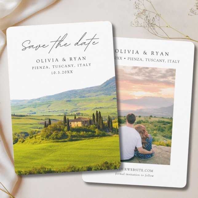 Invitación Boda toscano Pienza Italia salva la fecha (Tuscany Wedding Pienza Italy Save the Date Invitation
)