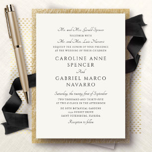 Invitación Boda Tradicional Atemporal Sofisticada