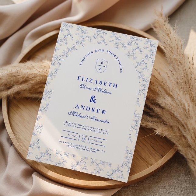 Invitación Boda tradicional azul de chinoiserie (Subido por el creador)