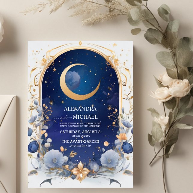 Invitación Boda Tradicional Celestial Noche con Marco (Subido por el creador)