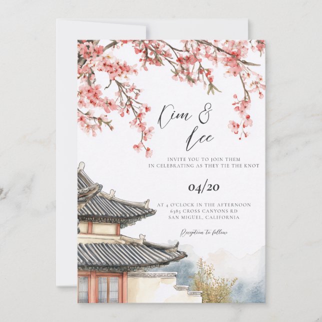 Invitación Boda Tradicional Coreana (Anverso)