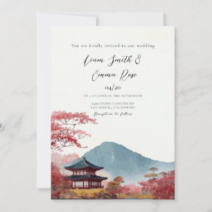 Invitación Boda tradicional coreana con paisaje urbano