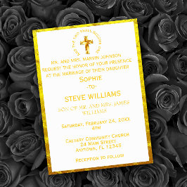 Invitación Boda Tradicional Cruz Cristiana de Oro