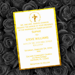 Invitación Boda Tradicional Cruz Cristiana de Oro