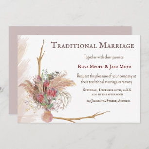 Invitación Boda Tradicional de Acento Protésico Africano Pamp