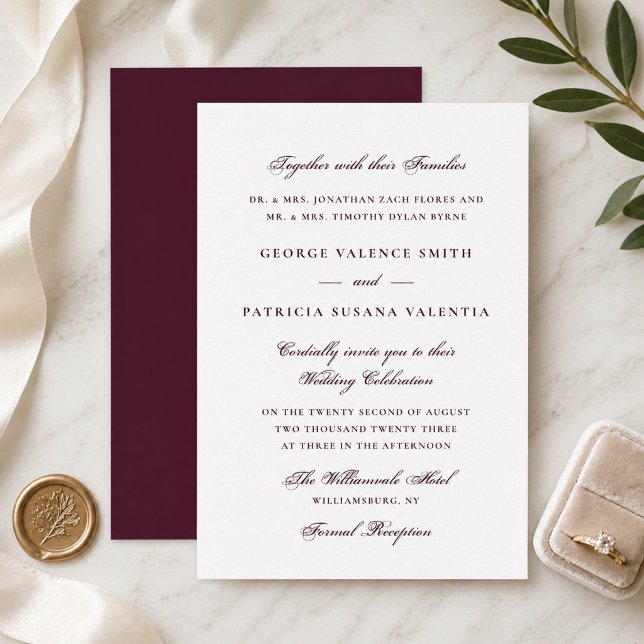Invitación Boda tradicional de Borgoña (Subido por el creador)