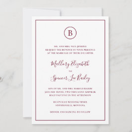 Invitación Boda tradicional de Borgoña elegante todo en uno