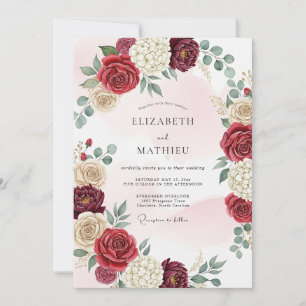 Invitación Boda Tradicional de Borgoña Pulida