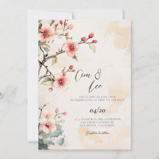 Invitación Boda Tradicional de Flor de Cerezo Coreana