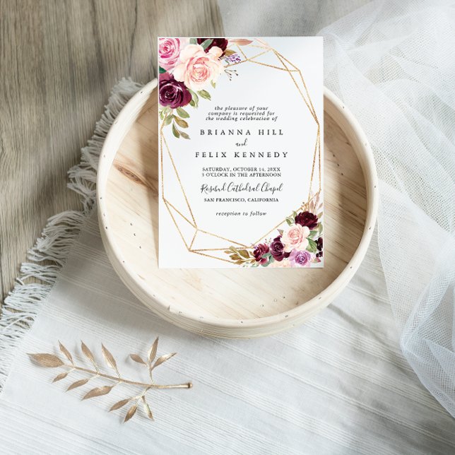 Invitación Boda tradicional de floral geométrica de oro ruso (Subido por el creador)