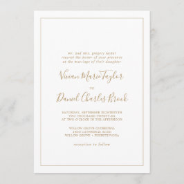 Invitación Boda tradicional de oro minimalista
