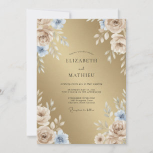 Invitación Boda Tradicional Dorada y Majestuosa