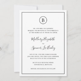 Invitación Boda Tradicional en Blanco y Negro Todo en Uno