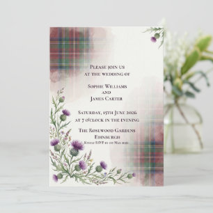 Invitación Boda Tradicional Escocesa Tartán Thistle