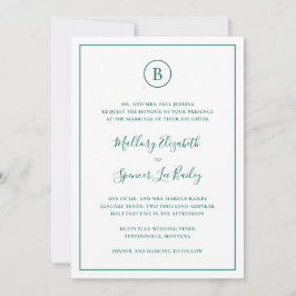 Invitación Boda Tradicional Esmeralda Verde Todo en Uno