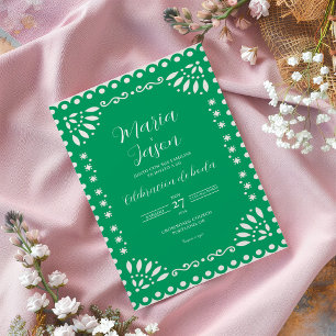 Invitación Boda tradicional española de papel picado verde