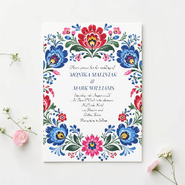 Invitación Boda tradicional floral elegante folclórica polaca