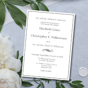Invitación Boda Tradicional Formal Clásica con Ambos Padres
