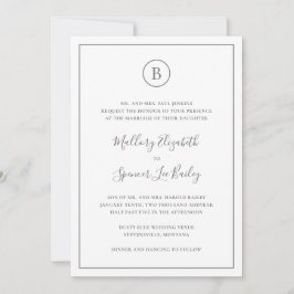 Invitación Boda Tradicional Gris Elegante Todo En Uno