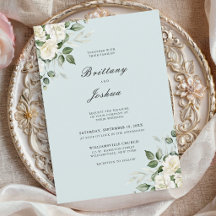 Boda Tradicional Guion Floral Blanco Verde Salvia