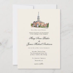 Invitación Boda Tradicional Iglesia Acuarela