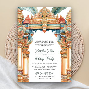 Invitación Boda tradicional intrincada arco sur de la India