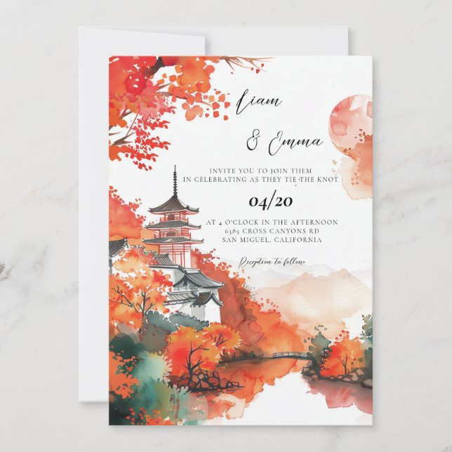 Invitación Boda tradicional japonés de KYOTO (Anverso)