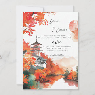 Invitación Boda tradicional japonesa con paisaje de KYOTO