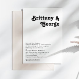 Invitación Boda tradicional moderno de letras retro