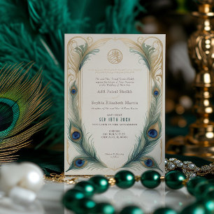 Invitación Boda Tradicional Musulmana de Pavo Real