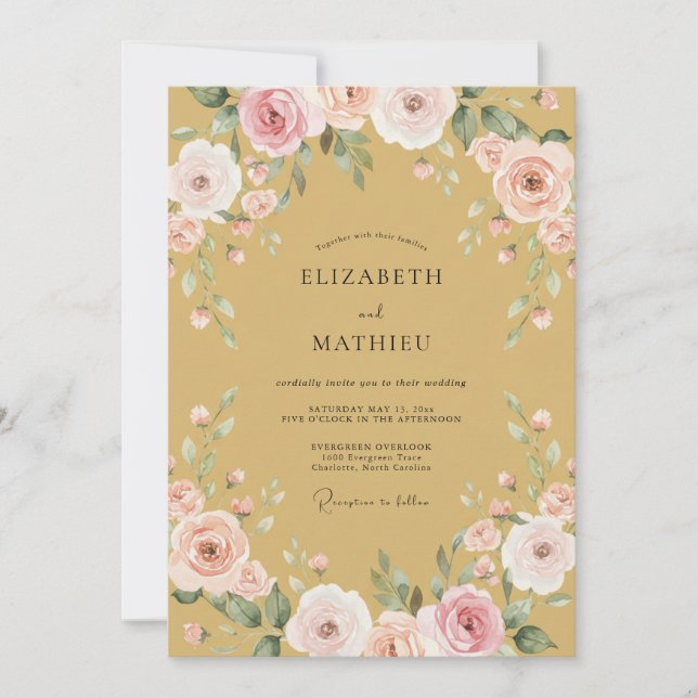 Invitación Boda Tradicional Noble Dorada (Anverso)
