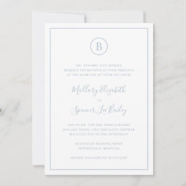 Invitación Boda tradicional polvorienta azul elegante todo en