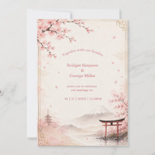 Invitación Boda Tradicional Sakura Monte fuji Elegancia