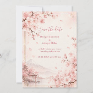 Invitación Boda Tradicional Sakura Monte Fuji Elegancia