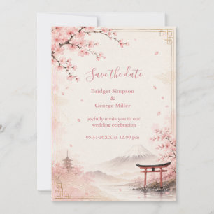 Invitación Boda Tradicional Sakura Monte Fuji Elegancia