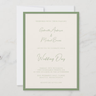 Invitación Boda tradicional simple de verde salvia y marfil