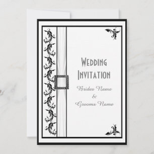 Invitación Boda tradicional simple en blanco y negro