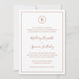 Invitación Boda Tradicional Terracota Elegante Todo En Uno