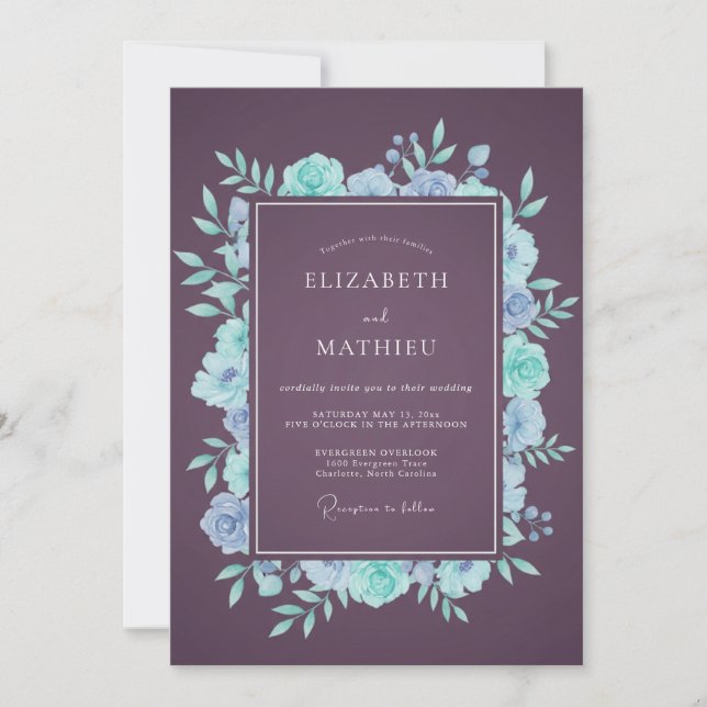 Invitación Boda Tranquila de Invierno con Ciruela (Anverso)