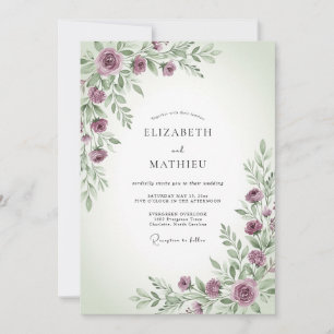 Invitación Boda Tranquila de Mauve Sage en Primavera
