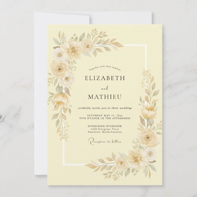 Invitación Boda Tranquila de Primavera con Crema de Limón (Anverso)