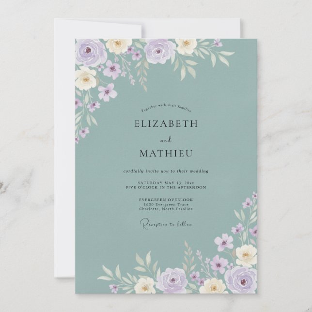 Invitación Boda tranquila de primavera en dusty sage (Anverso)