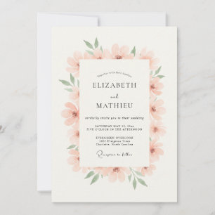 Invitación Boda Tranquila de Primavera en Rosa Rubor