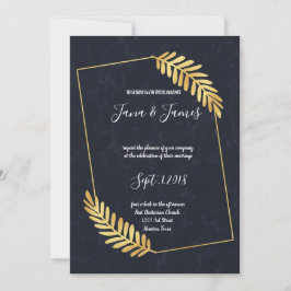 Invitación boda trasero de la armada del marco dorado