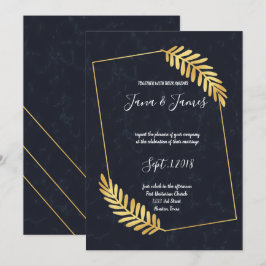 Invitación boda trasero de la armada del marco dorado