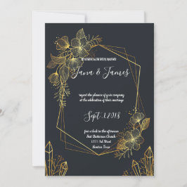 Invitación boda trasero de la armada del marco dorado