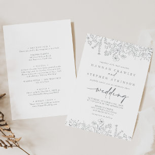 Invitación Boda trasero y frente de flores silvestres neutral