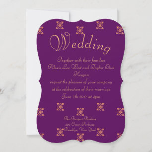 Invitación boda tribal púrpura