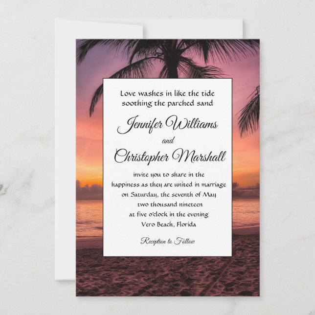 Invitación Boda tropical (Anverso)