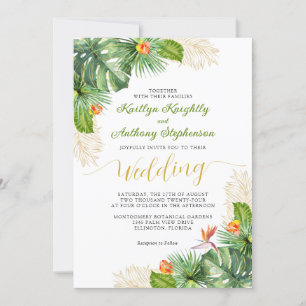 Invitación Boda tropical acuarela Palm Floral